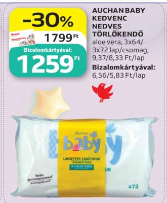 Auchan Baby Kedvenc Nedves Törlőkendő