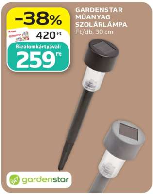 GARDENSTAR Műanyag Szolárlámpa