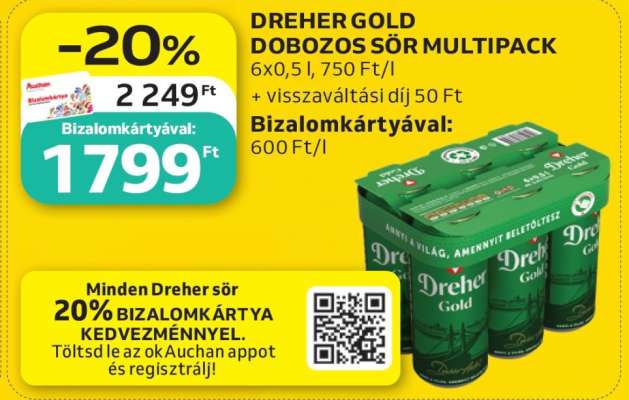 Dreher Gold dobozos sör multipack