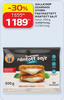 GALLICOOP SZARVASI GYORSFAGYASZTOTT RÁNTOTT SAJT
