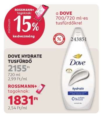 DOVE HYDRATE TUSFÜRDŐ