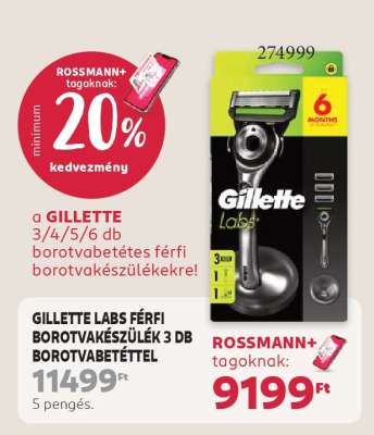 GILLETTE LABS FÉRFI BOROTVAKÉSZÜLÉK 3 DB BOROTVABETÉTTEL