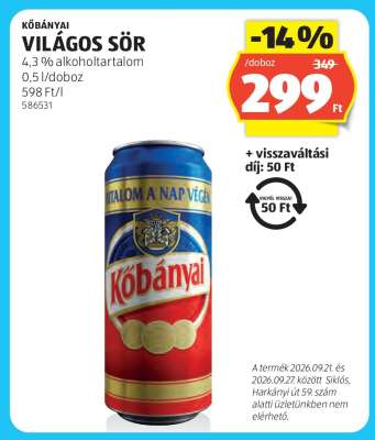 KŐBÁNYAI Világos sör*