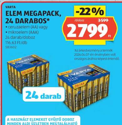 VARTA Elem Megapack, 24 darabos