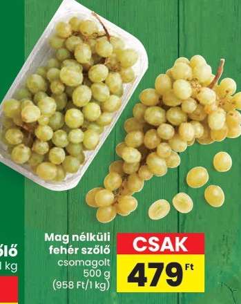 Mag nélküli fehér szőlő
