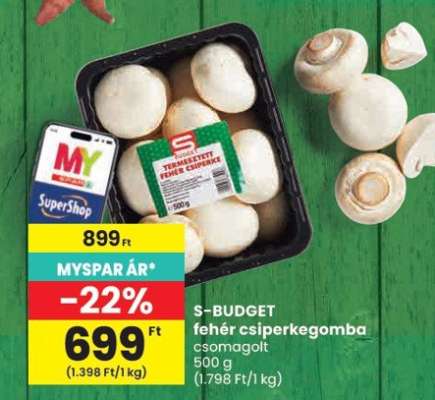 S-BUDGET fehér csiperkegomba