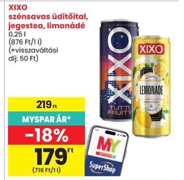 XIXO szénsavas üdítőital, jegestea, limonádé