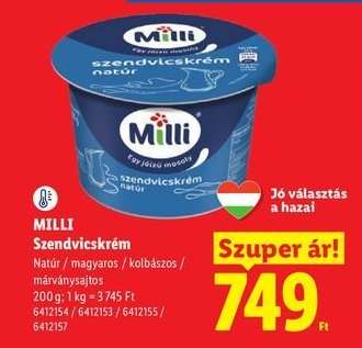 MILLI Szendvicskrém