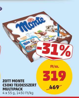 Zott Monte Csoki Tejdesszert Multipack