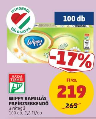 Wippy Kamillás Papírzsebkendő