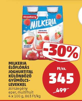 MILKERIA ÉLŐFLÓRÁS JOGHURTITAL KÜLÖNBÖZŐ GYÜMÖLCSLEVEKKEL