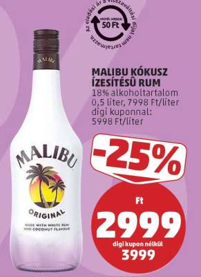 Malibu Kókusz Ízesítésű Rum