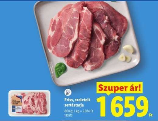 Friss, szeletelt sertéstarja