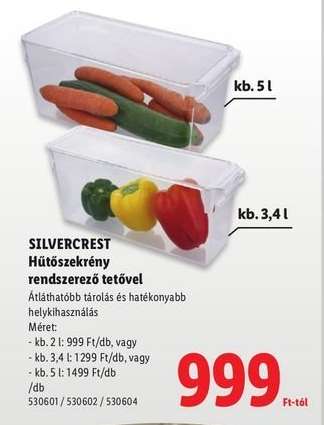 SILVERCREST Hűtőszekrény rendszerező tetővel