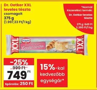 Dr. Oetker XXL leveles tészta
