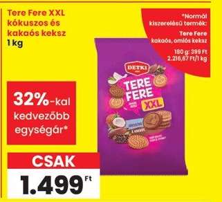 Tere Fere XXL kókuszos és kakaós keksz