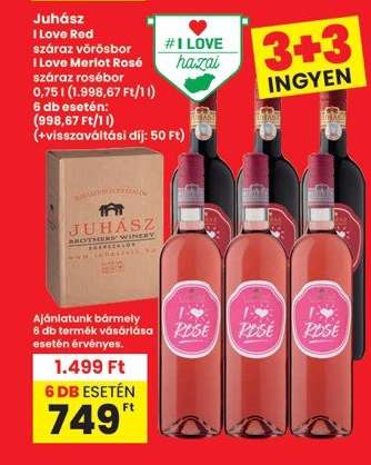 Juhász I Love Red száraz vörösbor I Love Merlot Rosé száraz rosébor