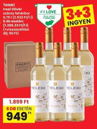 Teleki Irsai Olivér száraz fehérbor
