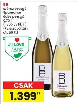 BB száraz pezsgő / Spumante édes pezsgő