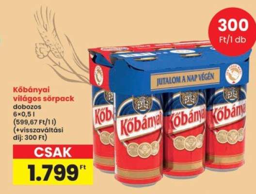 Kőbányai világos sörpack dobozos