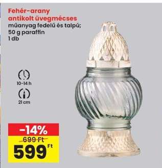 Fehér-arany antikolt üvegmécses
