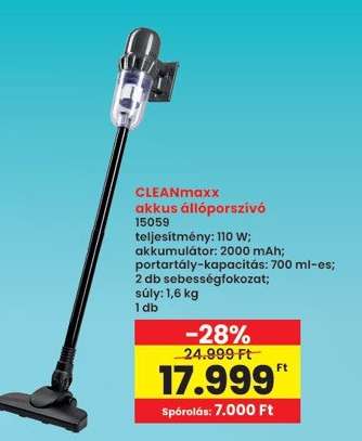 CLEANmaxx akkus állóporszívó