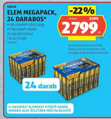 VARTA Elem Megapack, 24 darabos