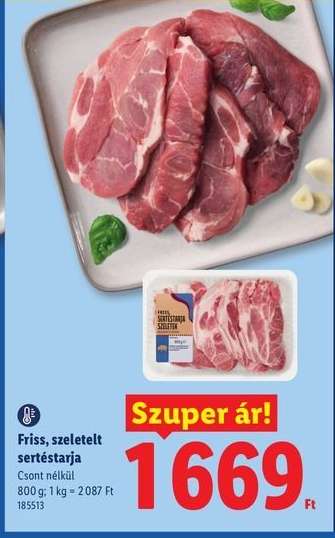 Friss, szeletelt sertéstarja