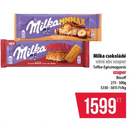 Milka csokoládé mini abc szuper