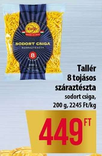 Tallér 8 tojásos száraztészta
