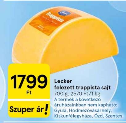 Lecker felezett trappista sajt