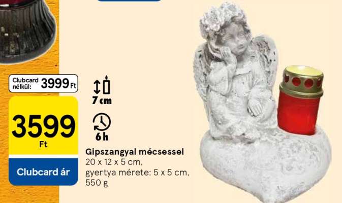 Gipszangyal mécsessel