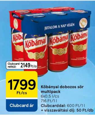 Kőbányai dobozos sör multipack