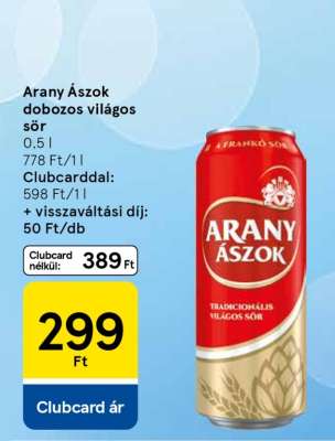 Arany Ászok dobozos világos sör