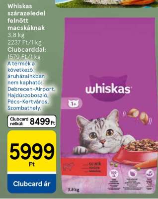 Whiskas szárazeledel felnőtt macskáknak
