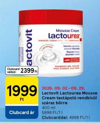 Lactovit Lactourea Mousse Cream testápoló rendkívül száraz bőrre