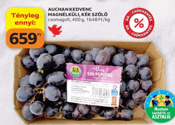 AUCHAN KEDVENC MAGNÉLKÜLI KÉK SZŐLŐ