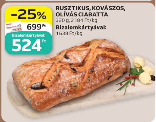 Rusztikus, kovászos, olívás ciabatta