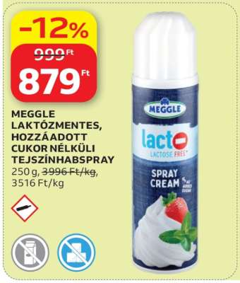 Meggle Laktózmentes, Hozzáadott Cukor Nélküli Tejszínhabspray