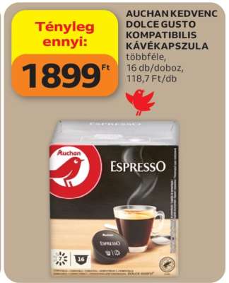 AUCHAN KEDVENC DOLCE GUSTO KOMPATIBILIS KÁVÉKAPSZULA