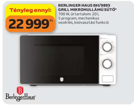 BERLINGER HAUS BH/9895 GRILL MIKROHULLÁMÚ SÜTŐ
