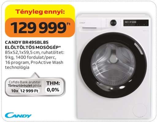 CANDY BR49SBL8S ELŐLTÖLTŐS MOSÓGÉP