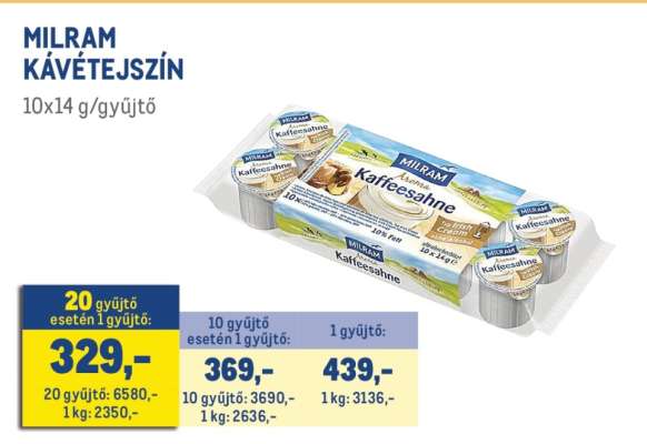 MILRAM Kávétejszín