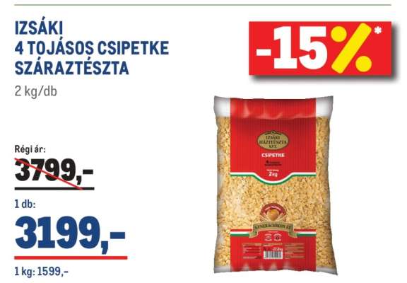 IZSÁKI 4 TOJÁSOS CSIPETKE SZÁRAZTÉSZTA