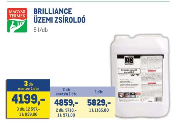 BRILLIANCE ÜZEMI ZSÍROLDÓ