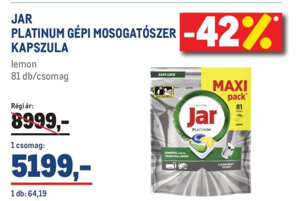 JAR PLATINUM GÉPI MOSOGATÓSZER KAPSZULA