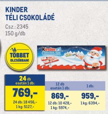 KINDER TÉLI CSOKOLÁDÉ