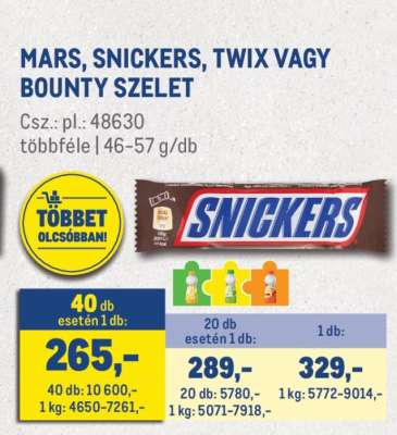 MARS, SNICKERS, TWIX VAGY BOUNTY SZELET