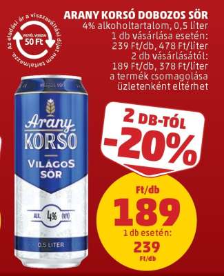 Arany Korsó Dobozos Sör