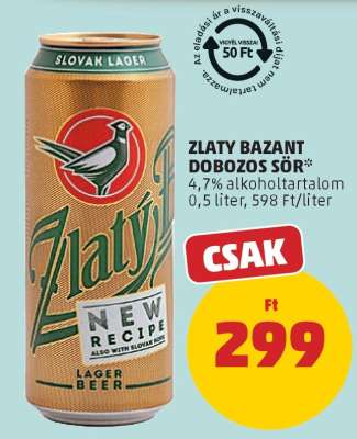 Zlaty Bazant Dobozos Sör